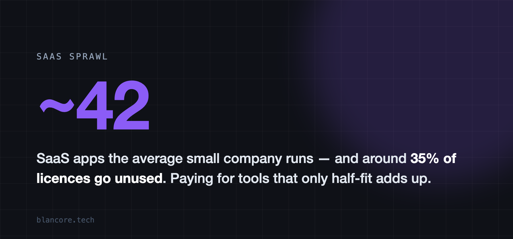 The average small company runs about 42 SaaS apps, around 35% of licences unused